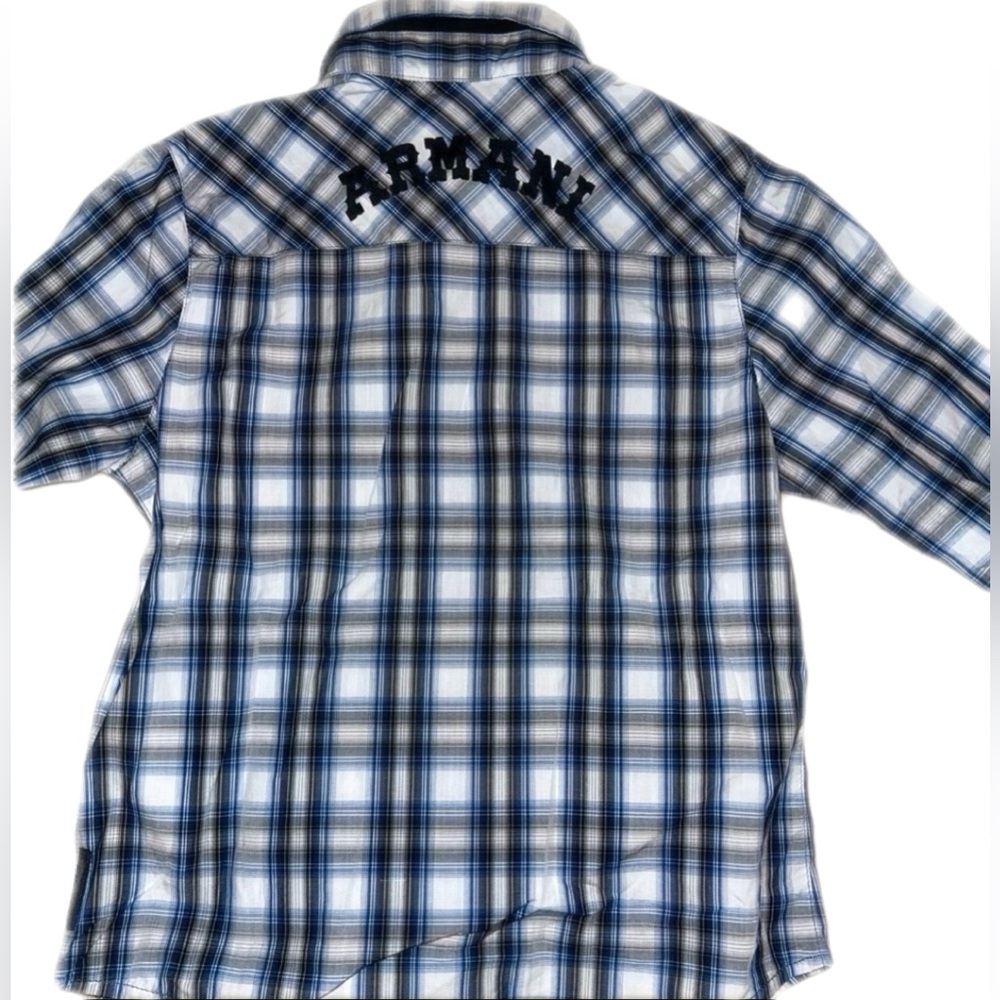 Armani Blue Plaid Shirt